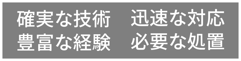 確実な技術・豊富な経験・迅速な対応・必要な処置